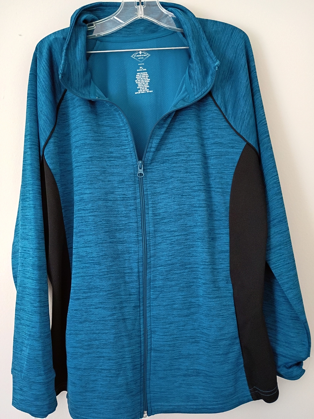 Women’s Blue Full-Zip Performance Hoodie with Black Panels